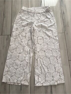 O'Neill White Floral Crochet Wide-Leg Pants